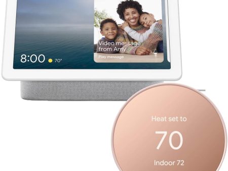 Google Nest Hub Max (Chalk) GA00426-US with Google Nest Smart Wi-Fi Thermostat (Sand) Discount