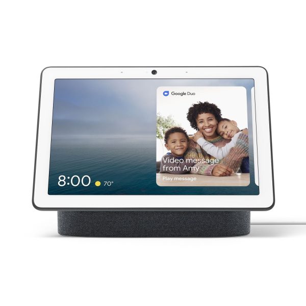 Google Nest Hub Max (Charcoal) GA00639-US with Google Nest Smart Wi-Fi Thermostat (Sand) on Sale