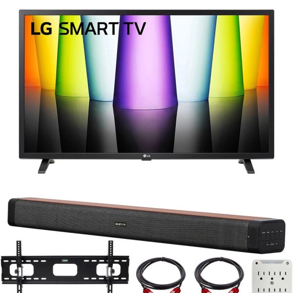 LG 32LQ630BPUA 32  HDR Smart LCD HD TV (2022) with Deco Home 60W Soundbar Bundle Fashion