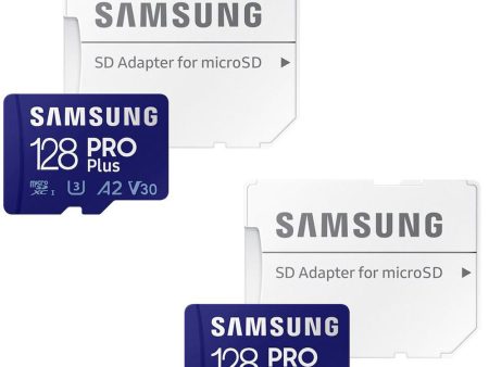 Samsung MB-MD128KA AM PRO Plus and Adapter microSDXC Memory Card, 128GB - (2-Pack) Hot on Sale