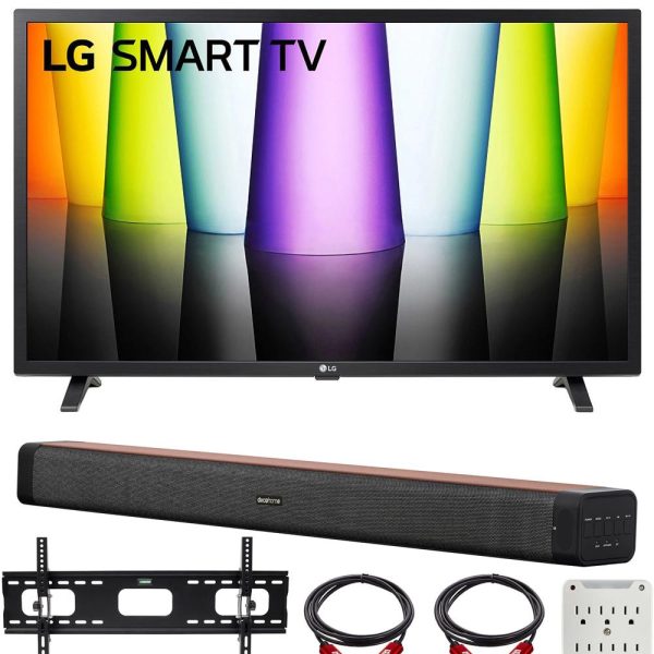 LG 32LQ630BPUA 32  HDR Smart LCD HD TV (2022) with Deco Home 60W Soundbar Bundle Fashion