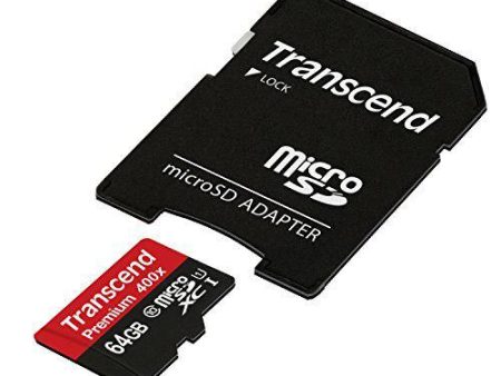 Transcend 64GB MicroSDXC Class10 UHS-1 Memory Card with Adapter 60 MB s (TS64GUSDU1) For Sale