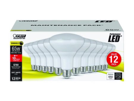 Feit BR30 E26 (Medium) LED Bulb Soft White 65 Watt Equivalence 12 pk Fashion