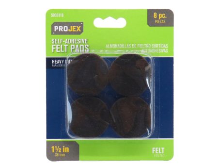 Projex Felt Self Adhesive Protective Pad Brown Round 1-1 2 in. W 8 pk Online Sale