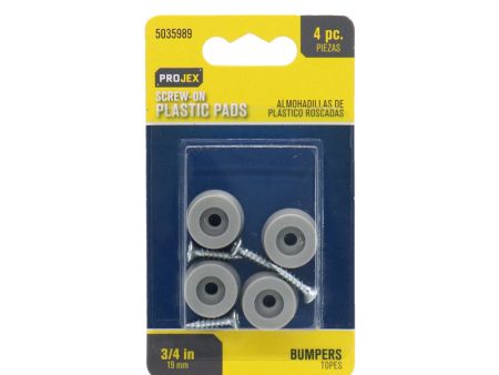 Projex Plastic Bumper Pad Gray Round 3 4 in. W 4 pk Online Sale