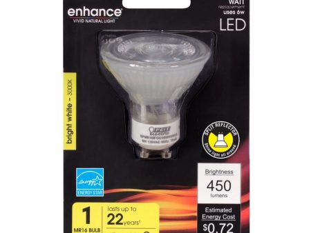 Feit Enhance MR16 GU10 LED Bulb Bright White 50 Watt Equivalence 1 pk Hot on Sale