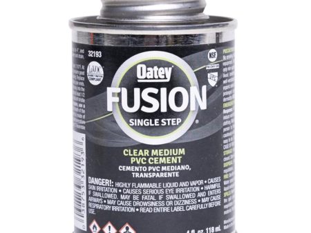 Oatey Fusion Single Step Clear Cement For Medium PVC 4 oz Sale