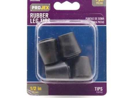 Projex Rubber Leg Tip Black Round 1 2 in. W 4 pk For Sale