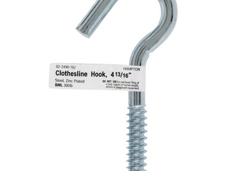 Hampton Small Zinc-Plated Silver Steel 4.8125 in. L Clothesline Hook 300 lb 1 pk Sale