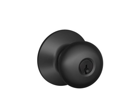 Schlage Plymouth Matte Black Entry Knobs Key: K4 1-3 4 in. Online Hot Sale