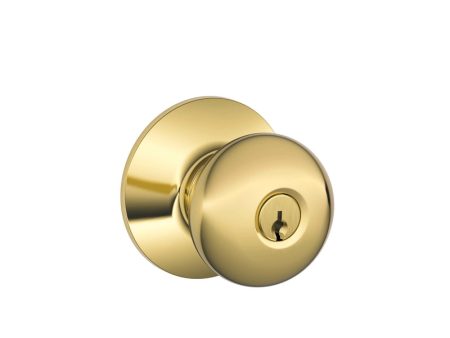 Schlage Plymouth Bright Brass Entry Knobs Key: K4 1-3 4 in. Cheap