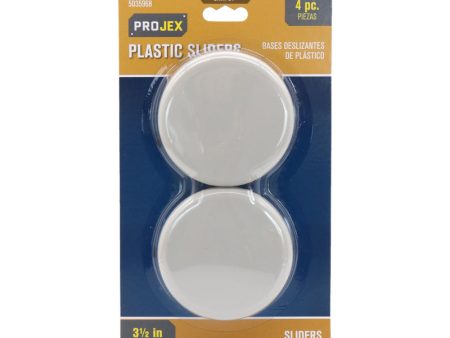 Projex White 3-1 2 in. Adhesive Plastic Chair Glide 4 pk Online Sale