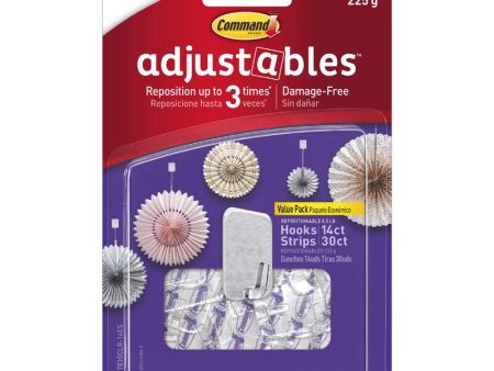 3M Command adjustables Small Brushed Clear Plastic 1.03 in. L Hook 0.5 lb 14 pk Supply