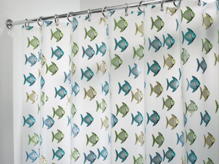 iDesign 72 in. H X 72 in. W Blue Green Fish Shower Curtain PEVA Online