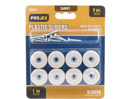 Projex White 1 in. Screw-On Plastic Heavy Duty Glide 8 pk For Discount