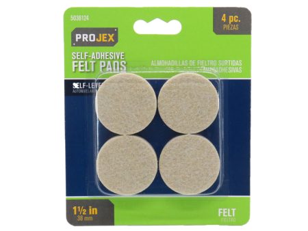 Projex Felt Self Adhesive Surface Pad Brown Round 1-1 2 in. W 4 pk For Cheap