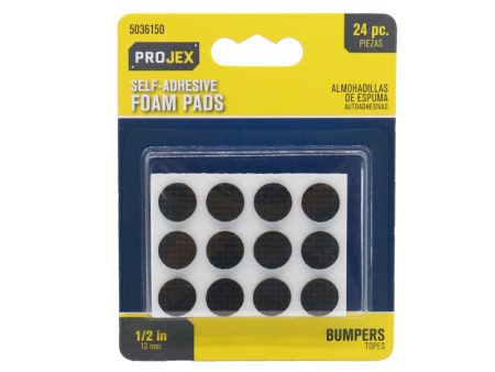 Projex Foam Self Adhesive Non-Skid Pad Black Round 1 2 in. W 24 pk For Discount