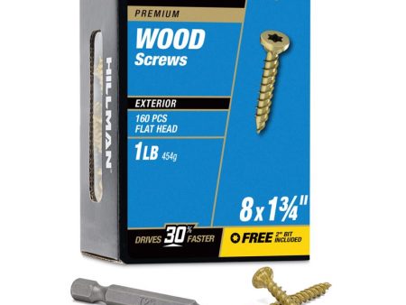 Hillman Power Pro No. 8 X 1-3 4 in. L Star Bronze Ceramic Wood Screws 1 lb 175 pk Online