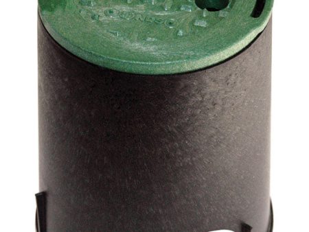 NDS 6-1 2 in. W X 9-1 16 in. H Round Valve Box with Overlapping Cover Black Green For Sale